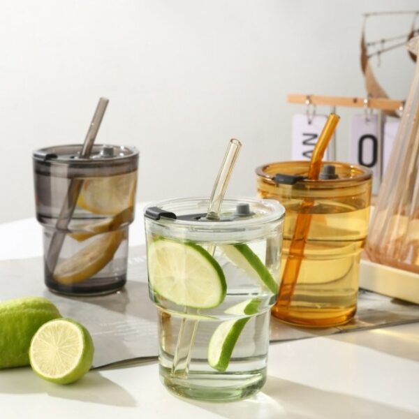 Travel Coffee Mug with Straw Leather Sleeve