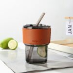Travel Coffee Mug with Straw Leather Sleeve - Image 4
