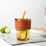 Travel Coffee Mug with Straw Leather Sleeve - Image 3
