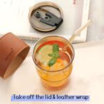 Travel Coffee Mug with Straw Leather Sleeve - Image 5
