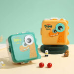 Dino Bento Lunch Box Stainless Steel Kids Lunch Box 3 Grids with Sauce Bowl - Image 4